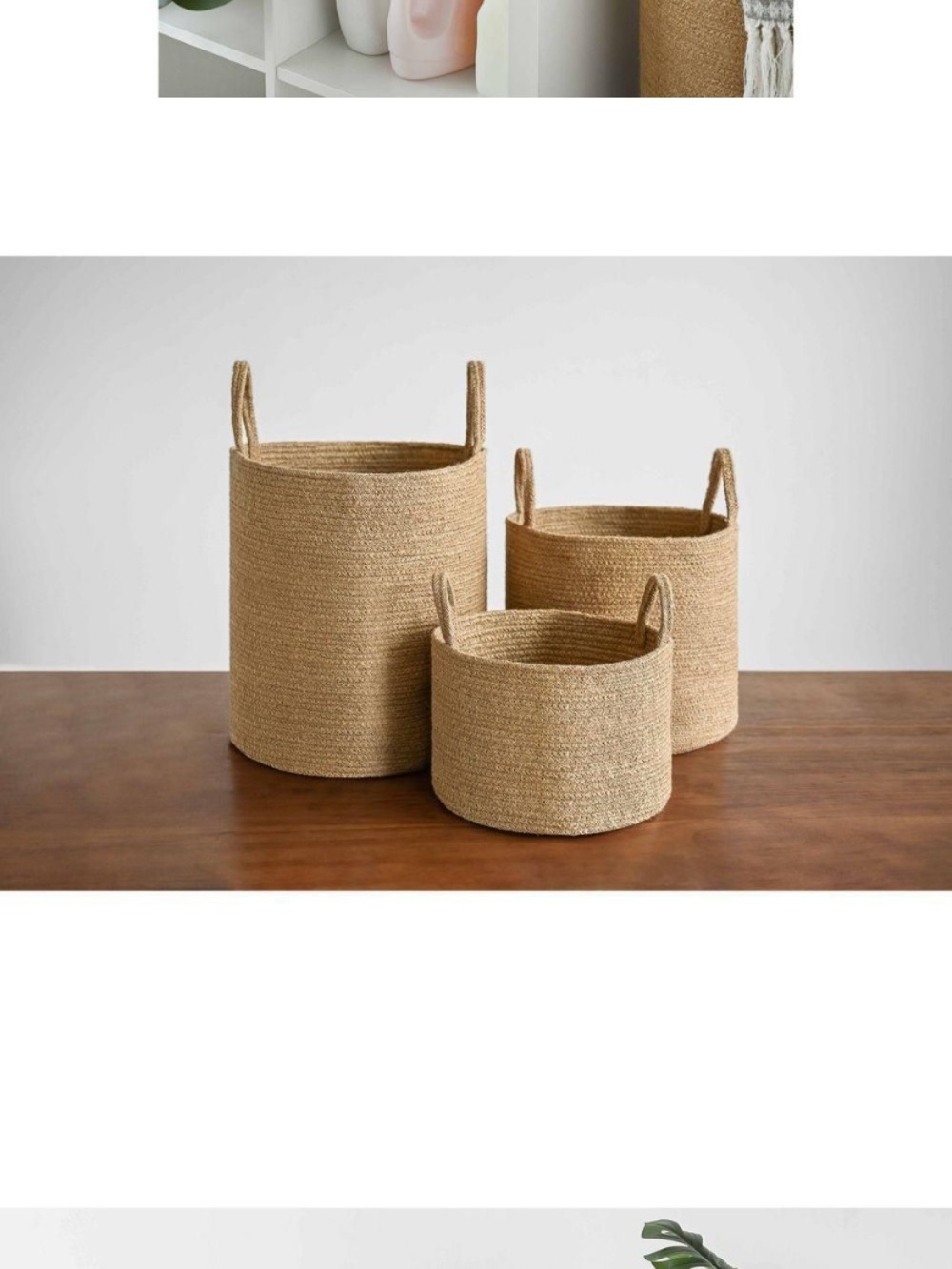 NIB Natural Woven Storage Baskets with Handles - Set of 3. Jute baskets - Picture 4 of 8